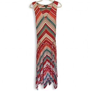 Lauren Ralph Lauren chevron striped midi dress women’s size medium